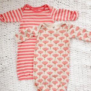 Pink Stripe + Floral Baby Gowns - 2 Pack